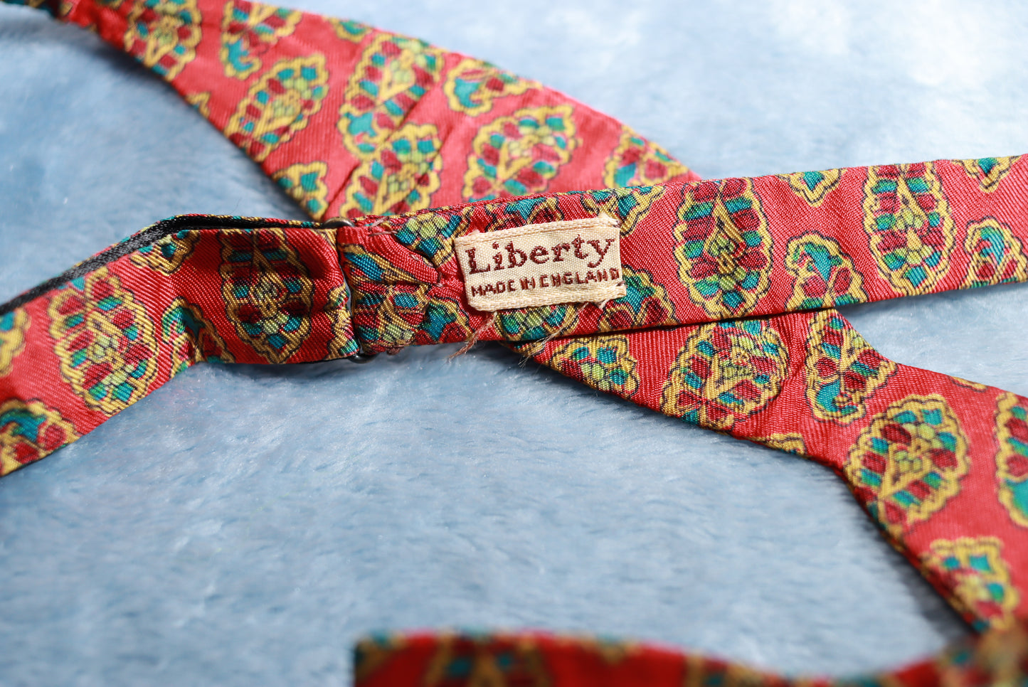 Vintage Narrow Thistle Liberty Red Paisley Bow Tie