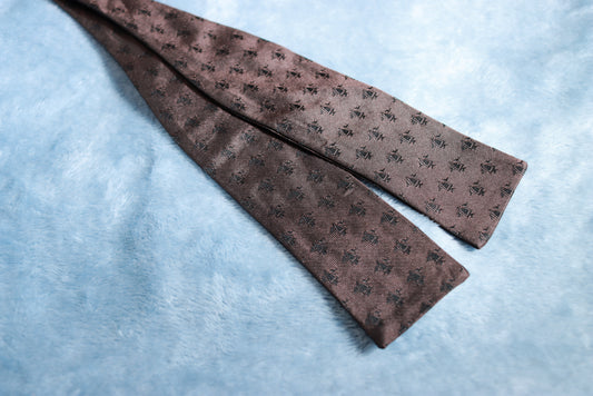 Vintage Straight Dark Brown Repeat Pattern Bow Tie