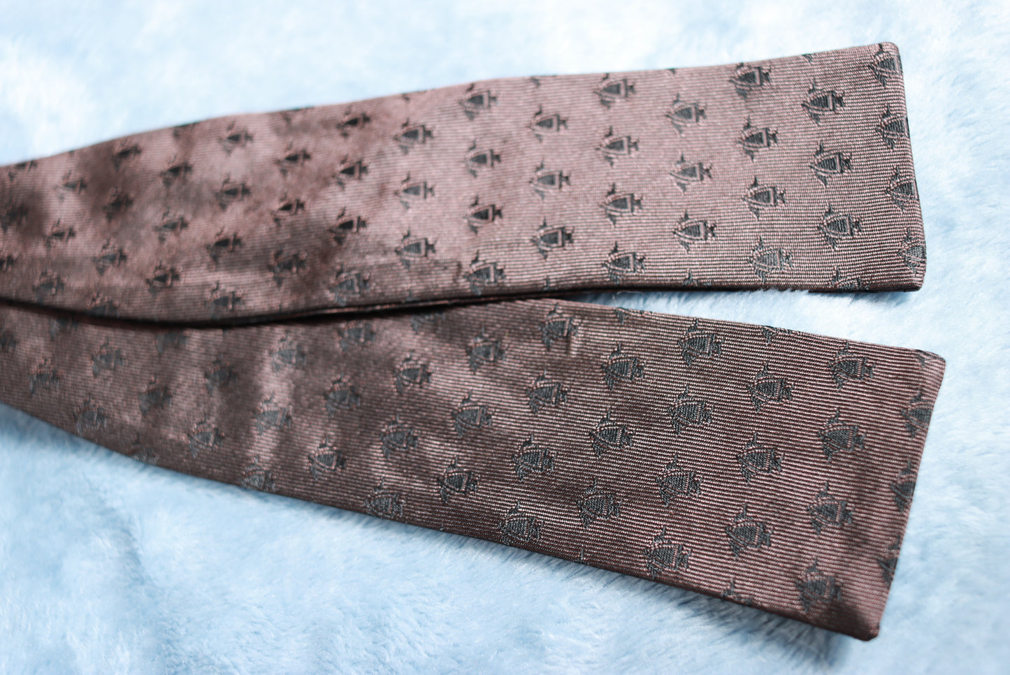 Vintage Straight Dark Brown Repeat Pattern Bow Tie