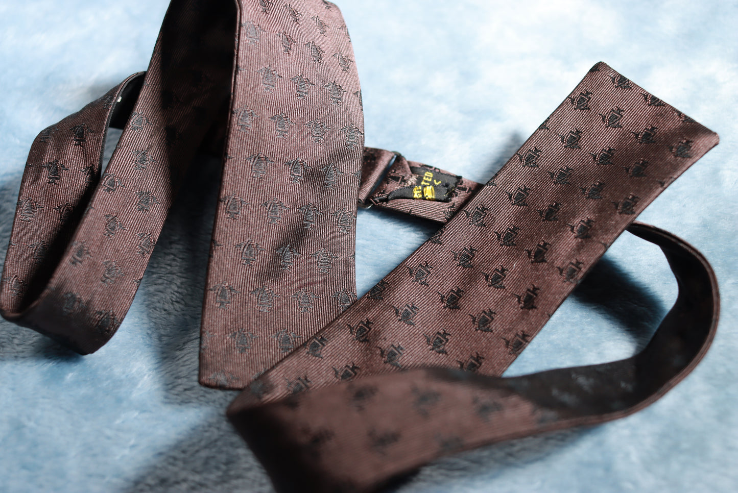 Vintage Straight Dark Brown Repeat Pattern Bow Tie