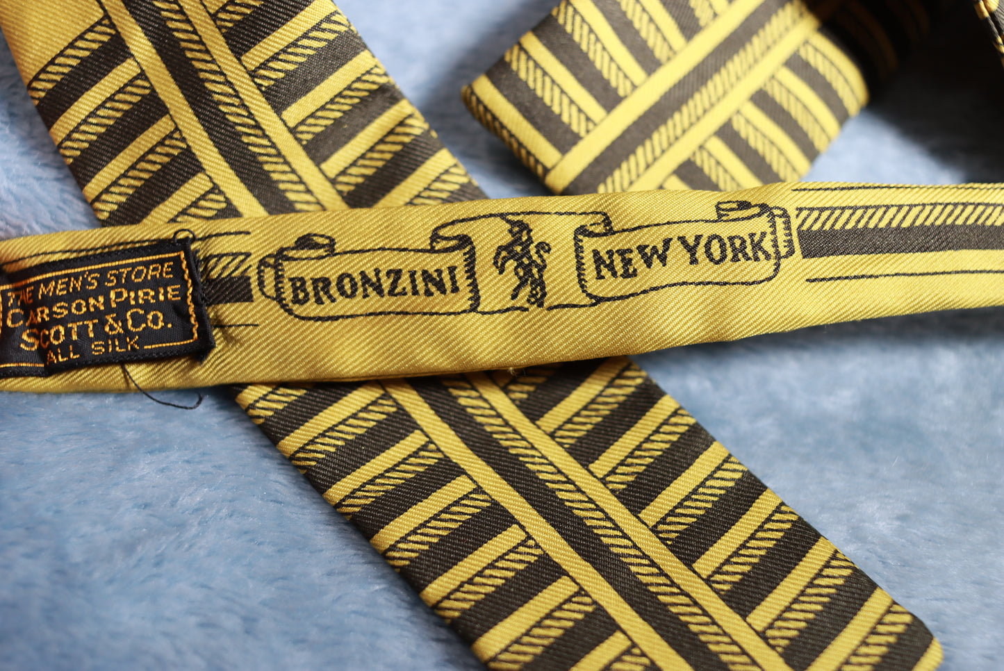 Vintage Bronzini Gold & Black Bars Bow Tie