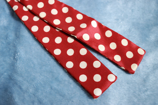 Vintage Straight Dark Red Polka Dot Bow Tie