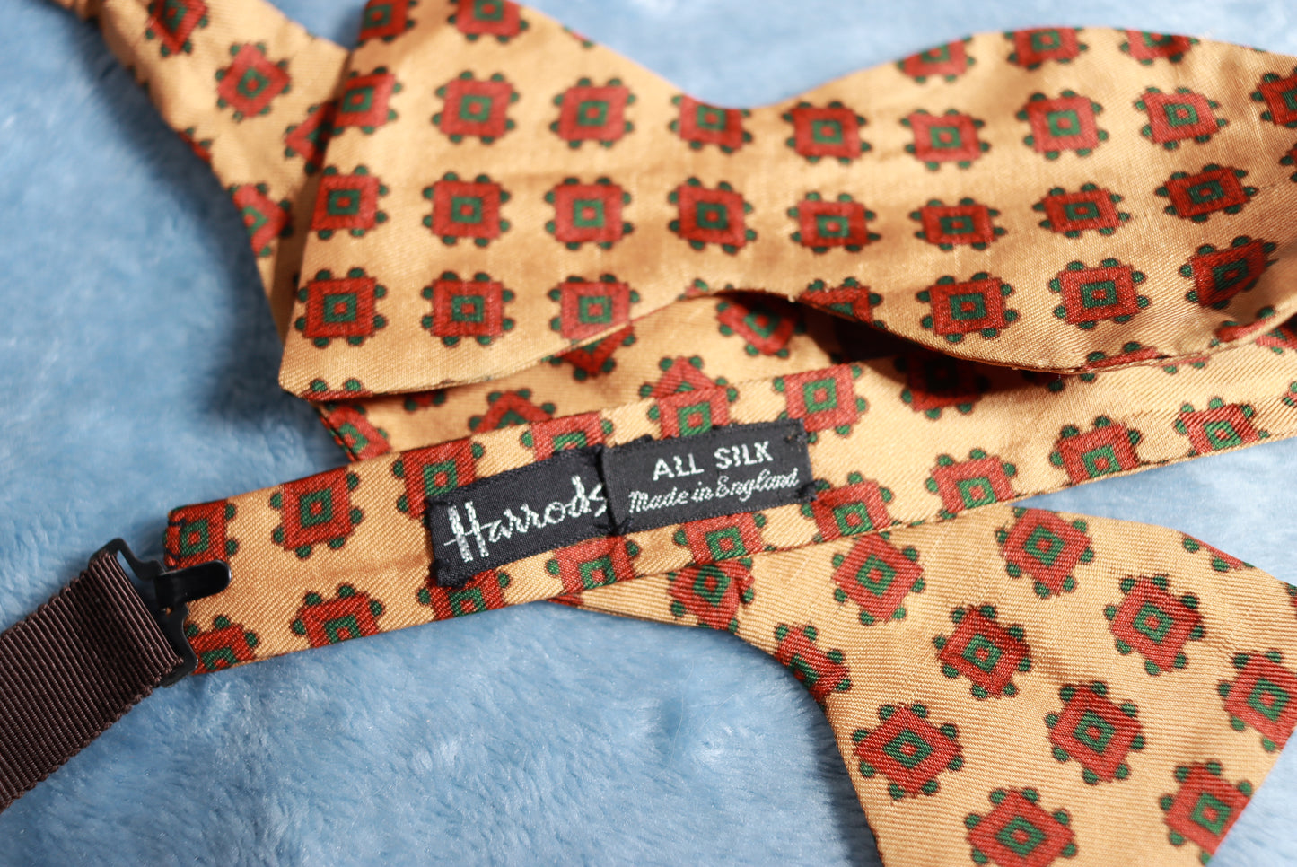 Vintage Harrods Silk Peach Thistle Bow Tie