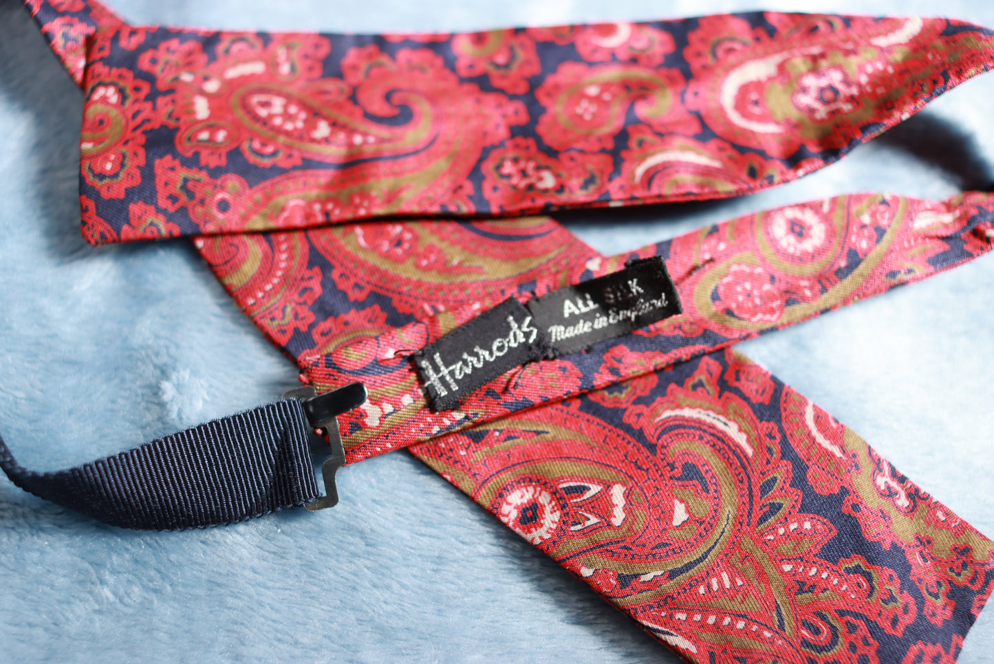 Vintage Harrods Silk Paddle Paisley Bow Tie