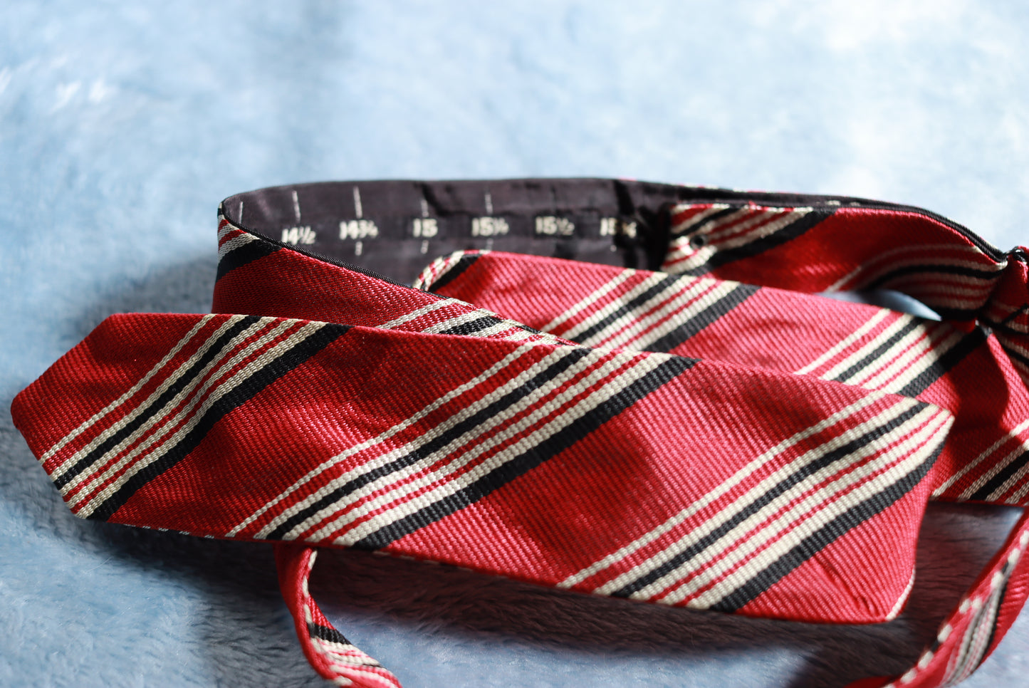 Vintage Red Diagonal Stripe Paddle Pointed Bow Tie