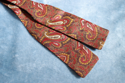 Vintage Harrods All SIlk Paisley Paddle Bow Tie
