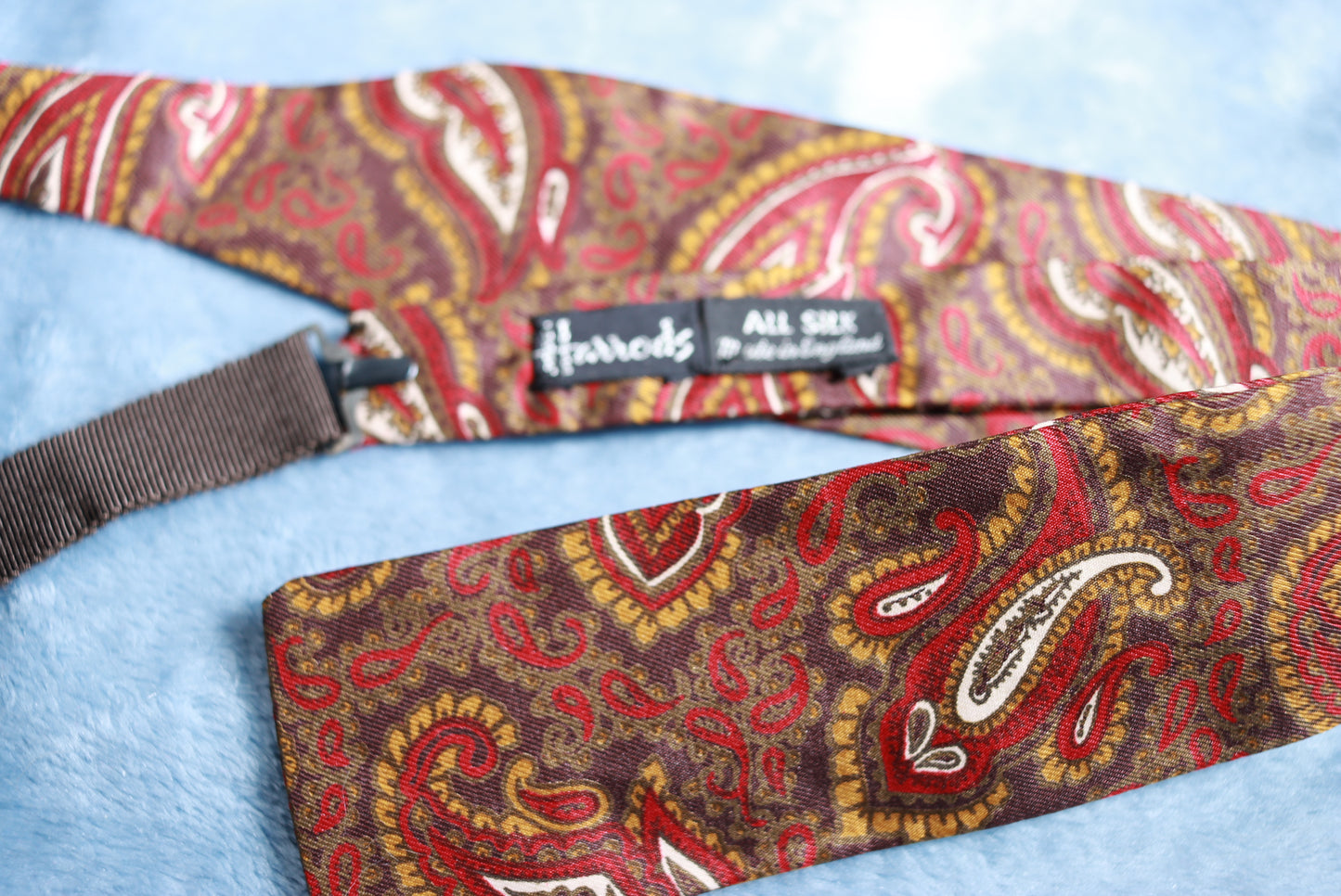 Vintage Harrods All SIlk Paisley Paddle Bow Tie