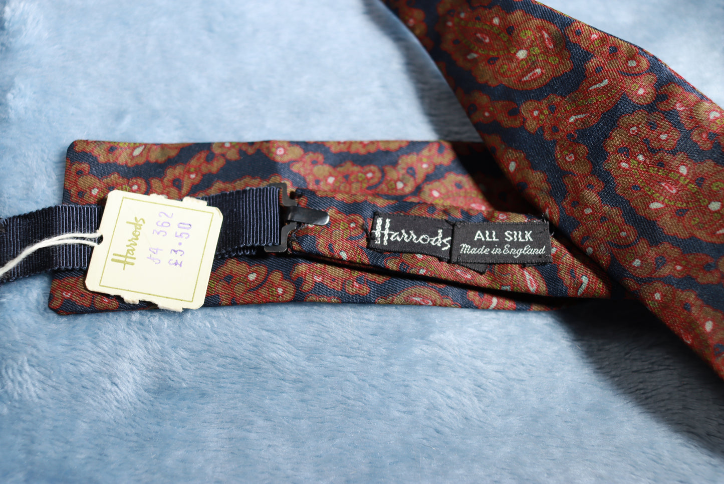 Vintage Unworn WIth Tags All Silk Harrods Dark Pattern Paddle Bow Tie