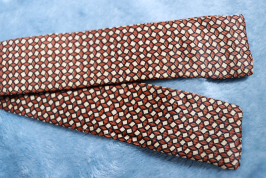 Vintage Brown and Cream Stacked Cubes Paddle Bow Tie