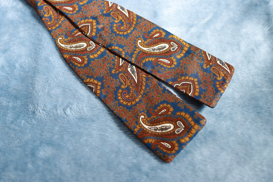 Vintage All Silk Harrods Brown Paisley Paddle Bow Tie