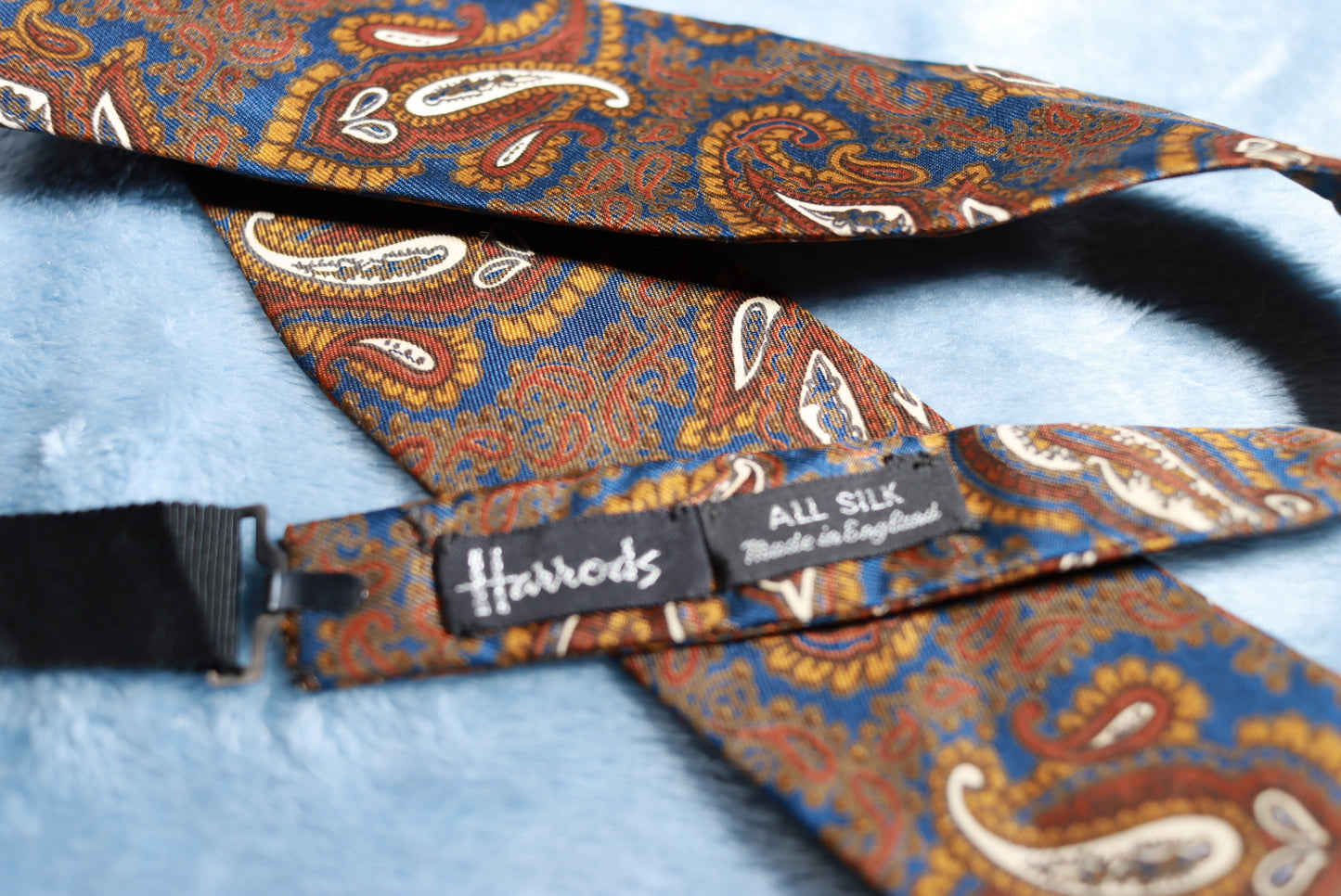 Vintage All Silk Harrods Brown Paisley Paddle Bow Tie