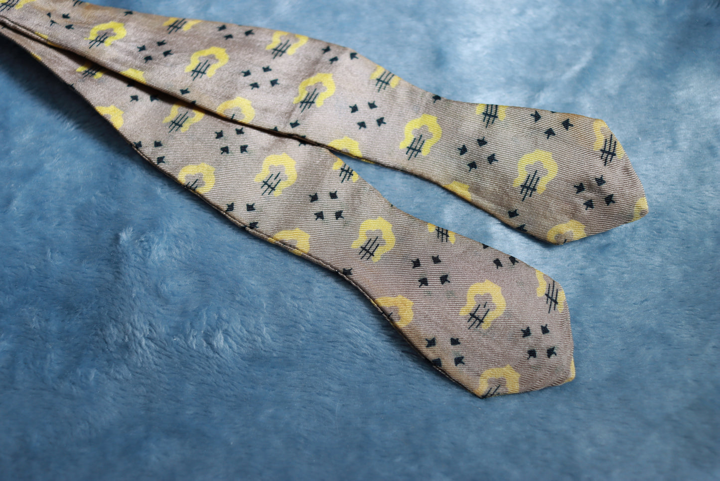 Vintage Grey and Yellow Narrow Thistle Bow Tie