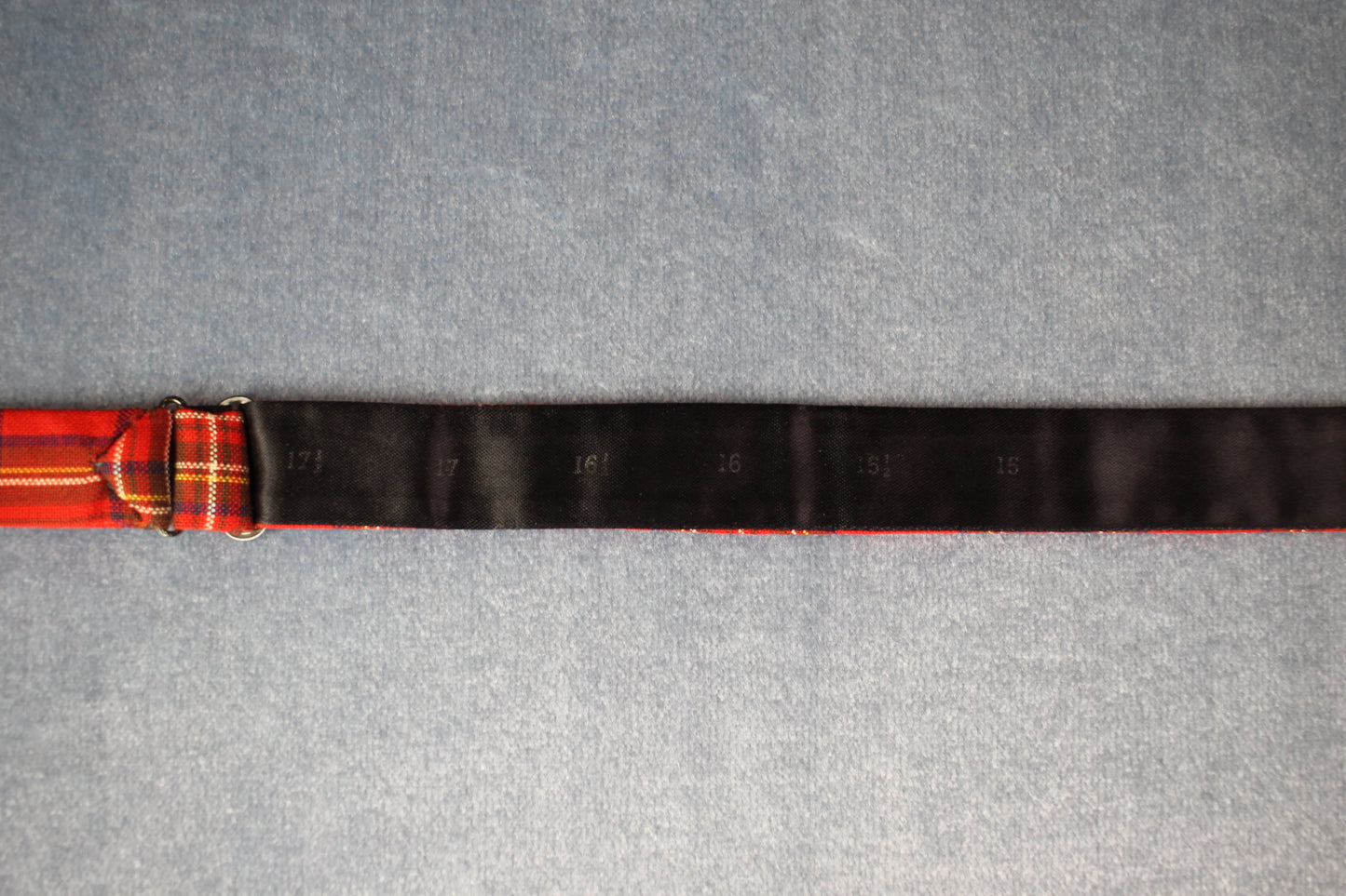 Vintage self tie thistle end red green tartan plaid bow tie