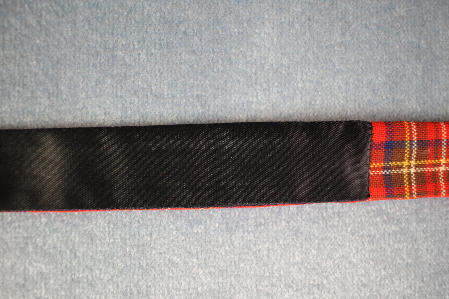 Vintage self tie thistle end red green tartan plaid bow tie