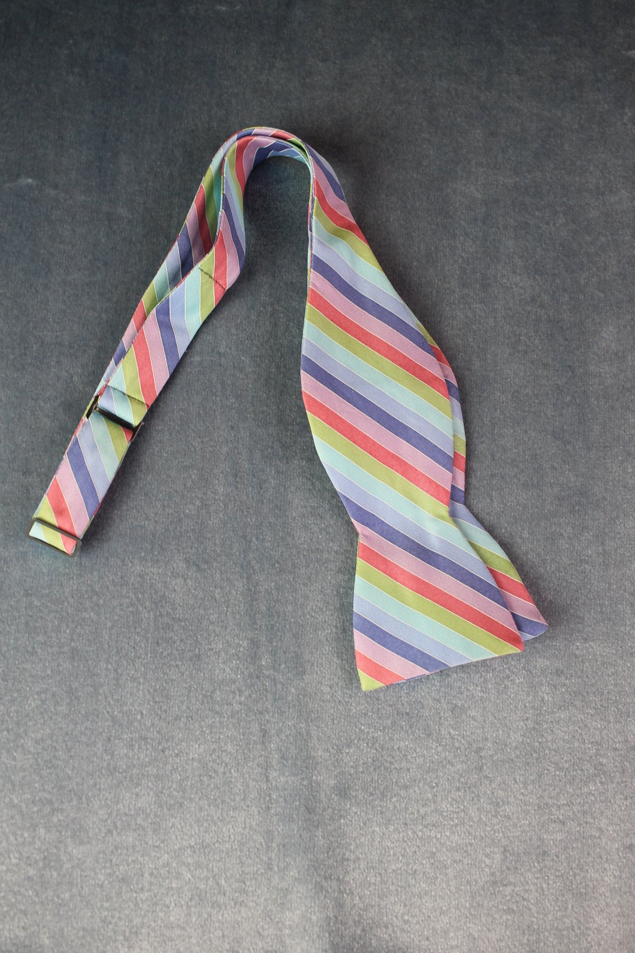 Vintage Beau Ties LTD 100% silk self tie thistle end pastel striped bow tie