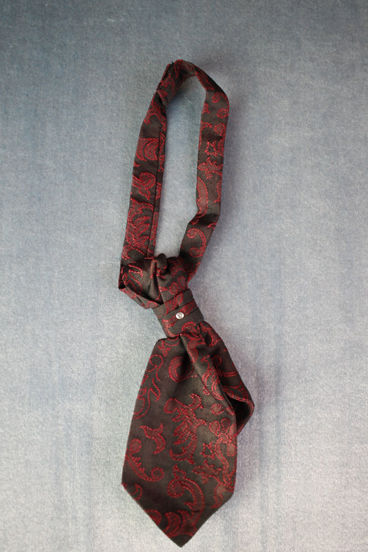 Vintage pre-tied black burgundy with diamante child's cravat