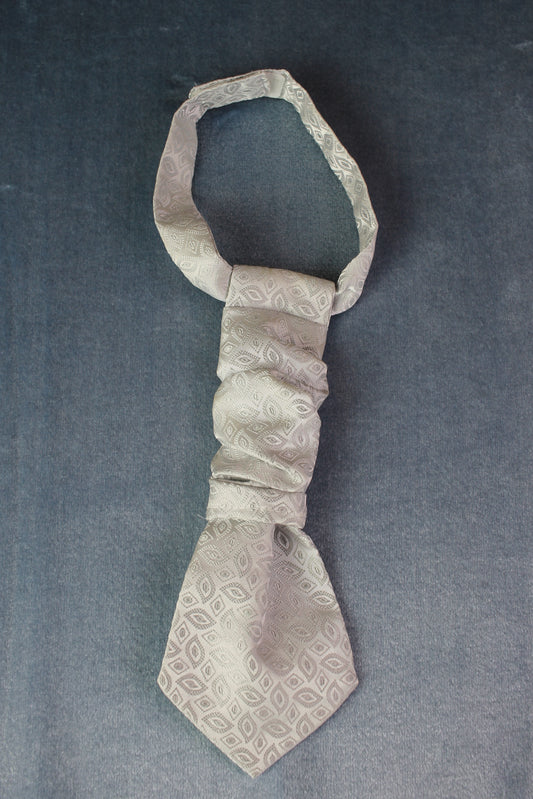 Vintage pre-tied silver grey leaf pattern childs wedding cravat