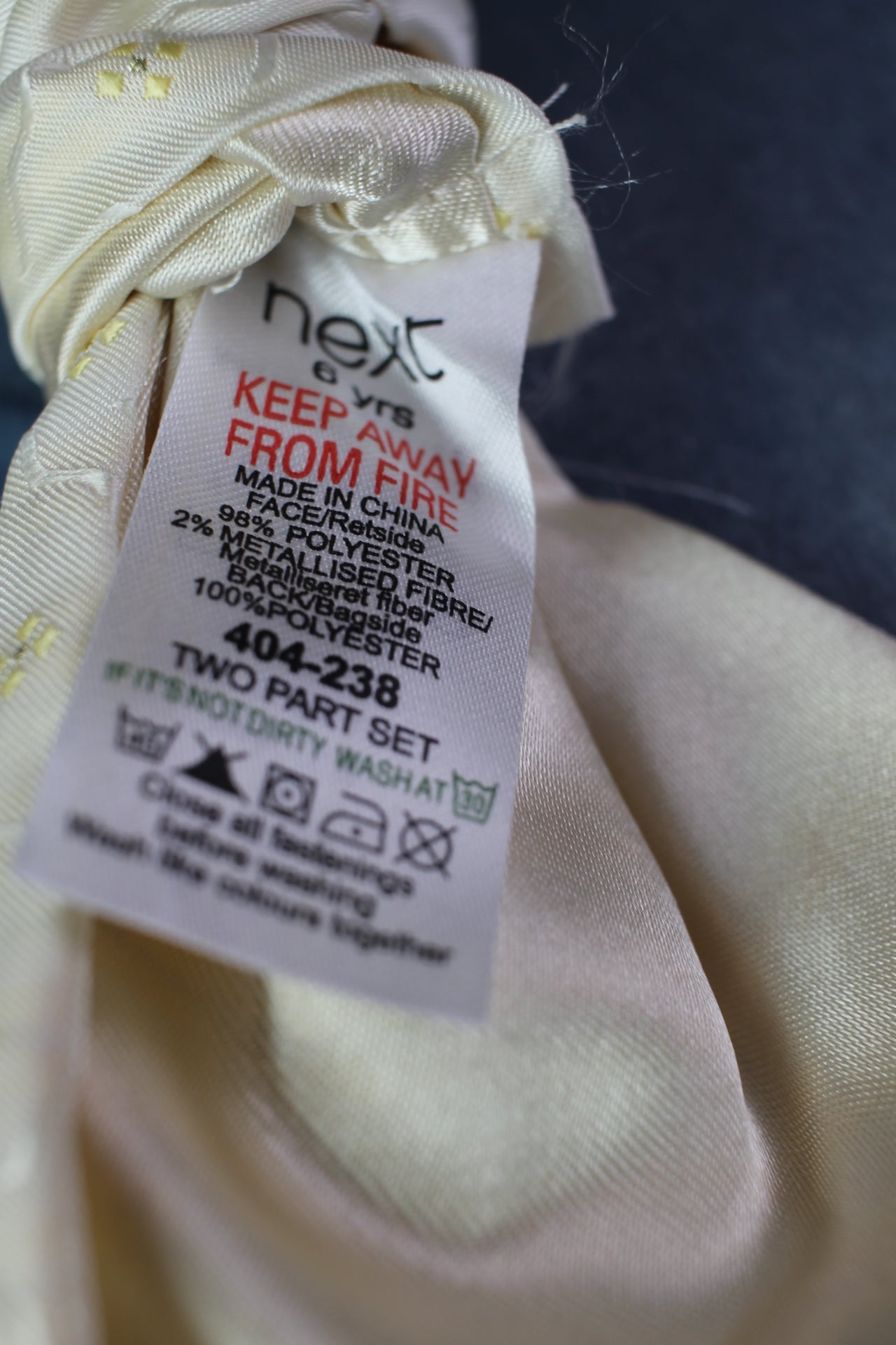 Vintage Next pre-tied cream gold childs wedding cravat