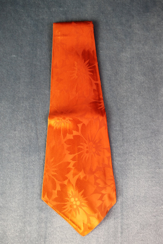 Vintage Exclusive 1940s/50s floral burnt orange jacquard swing tie