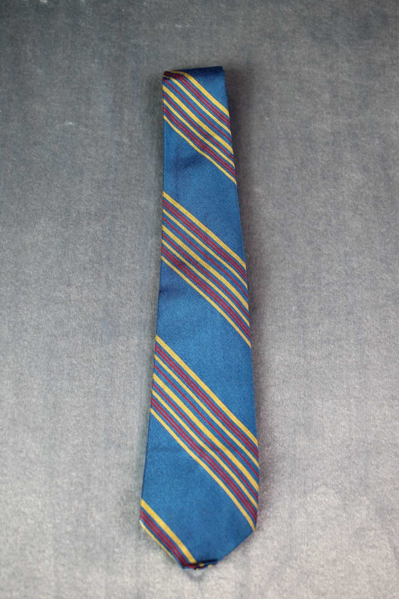 Vintage blue gold red stripe skinny tie
