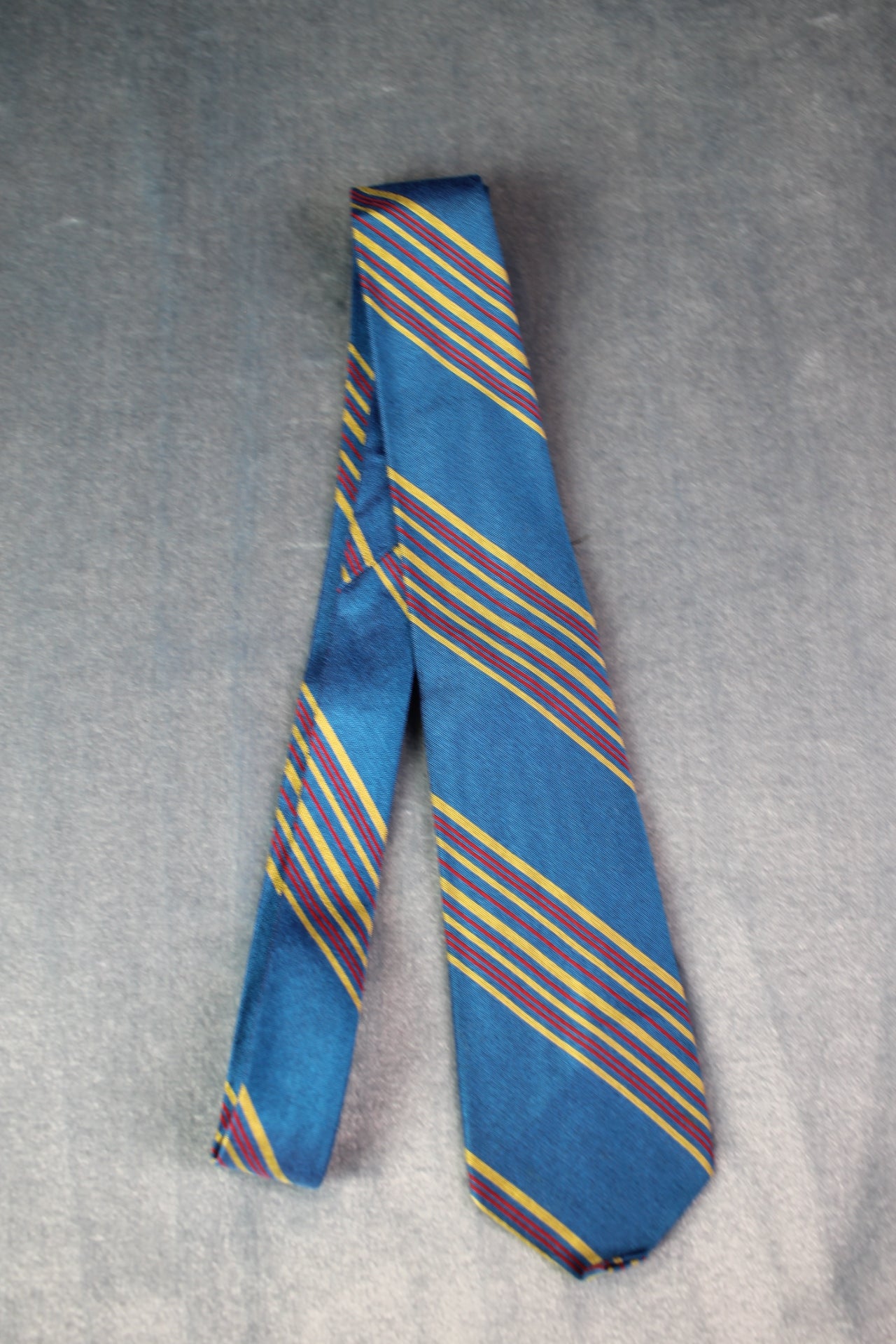 Vintage blue gold red stripe skinny tie