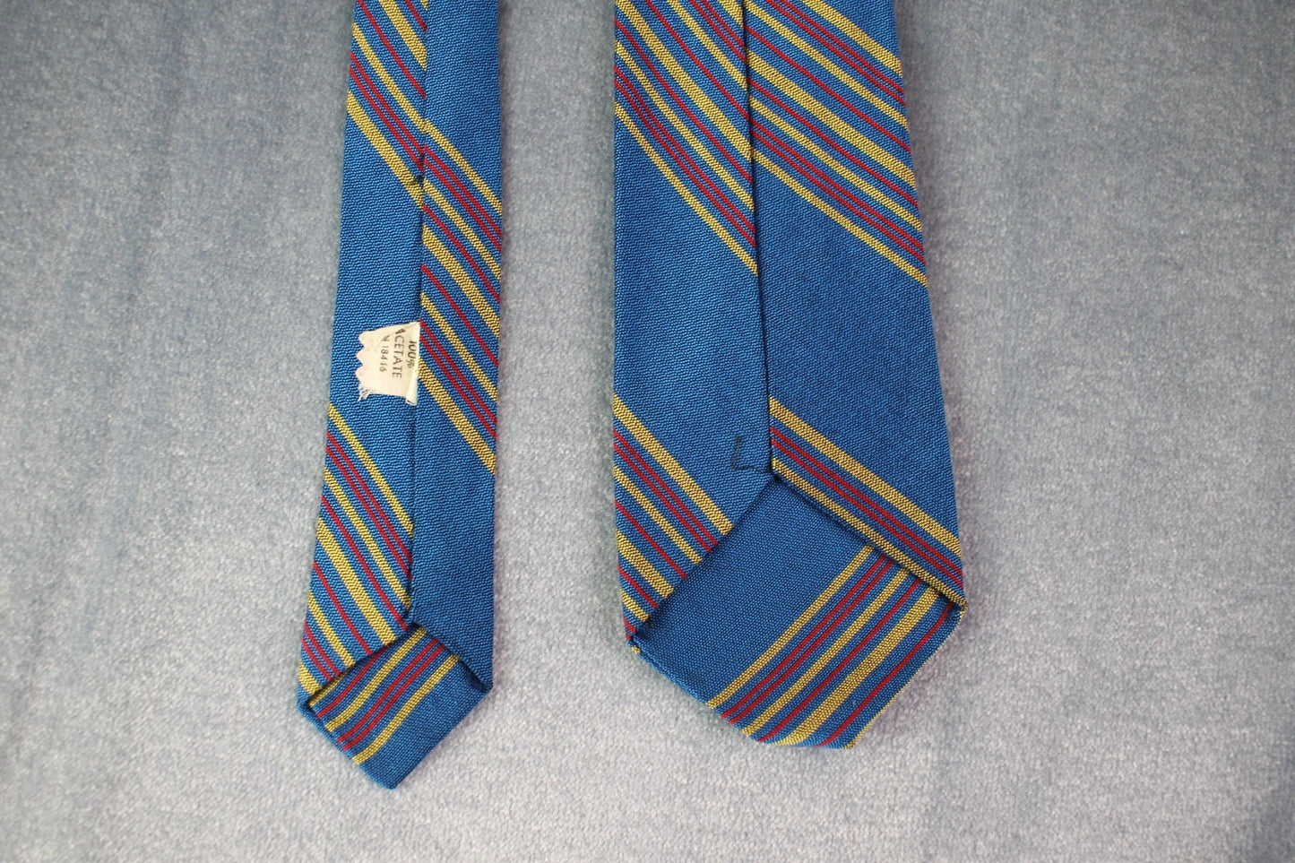 Vintage blue gold red stripe skinny tie