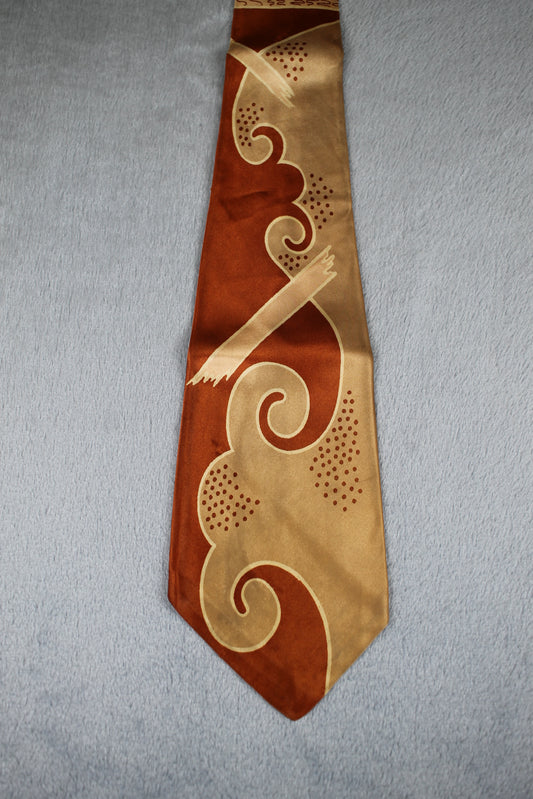Vintage Hy Value Cravats 1940s/50s gold copper pattern swing tie