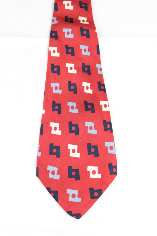 Vintage 1950s Bullock's Pasadena All Silk Candy Red Pattern Swing Tie