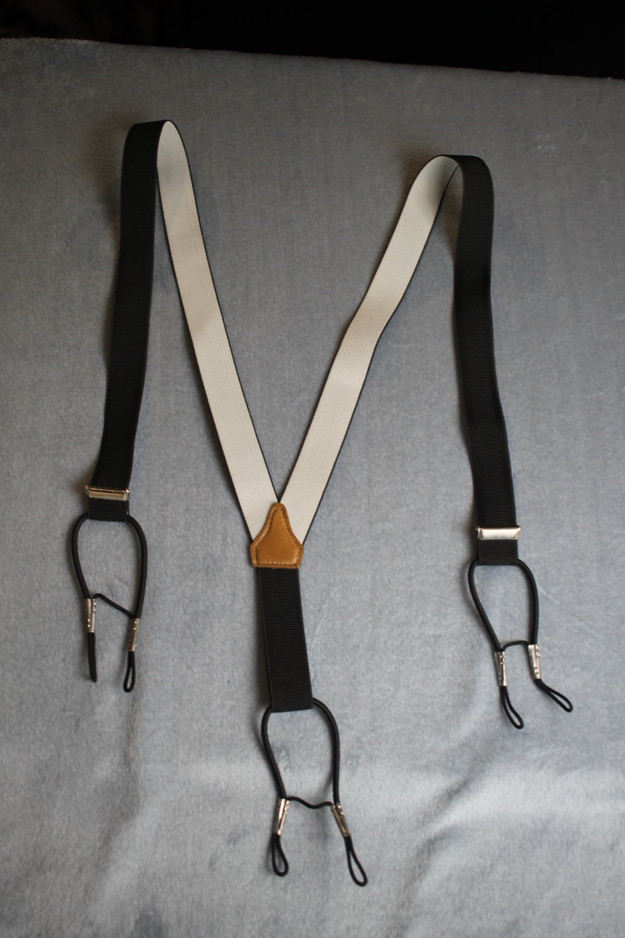 Vintage retro elasticated thong button on classic black braces adjustable 80s Wall Street