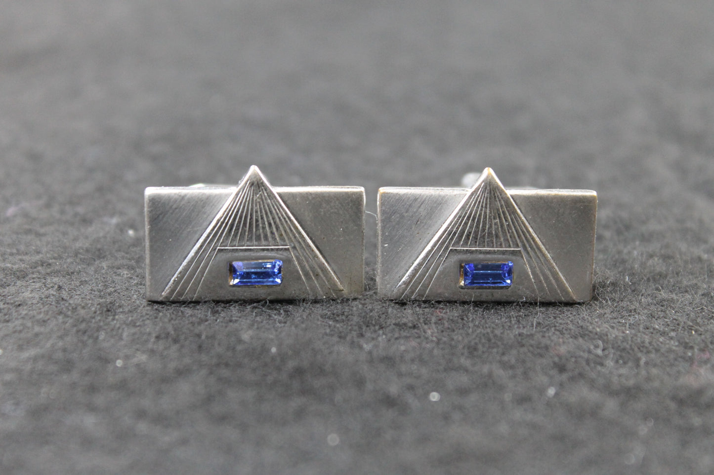 Vintage Speidel Oblong Blue Inset Diamante Cufflinks