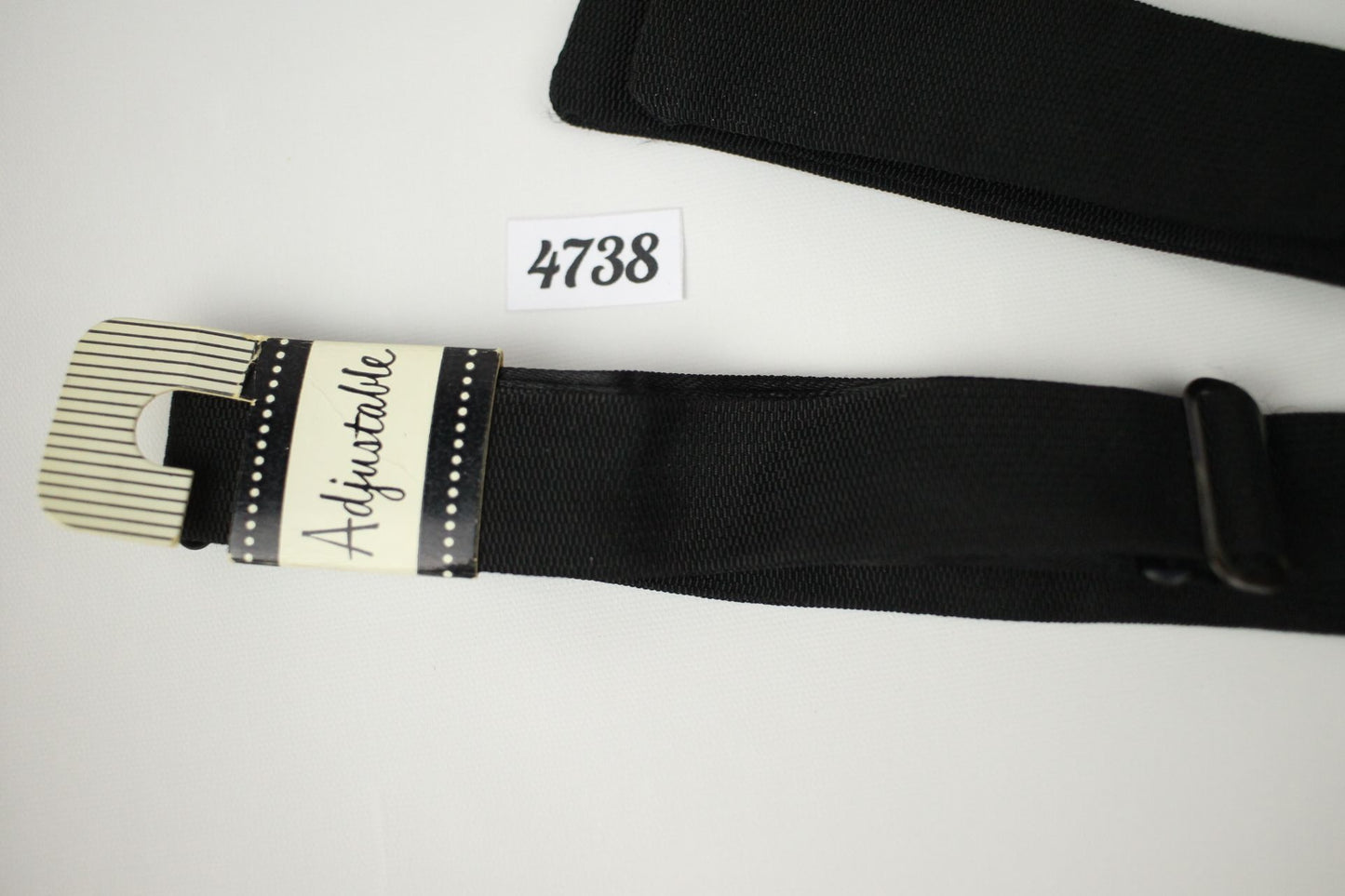 Vintage Dead Stock Black Made in USA Self Tie Square End Narrow Straight Slim Jim Bow Tie Adjustable
