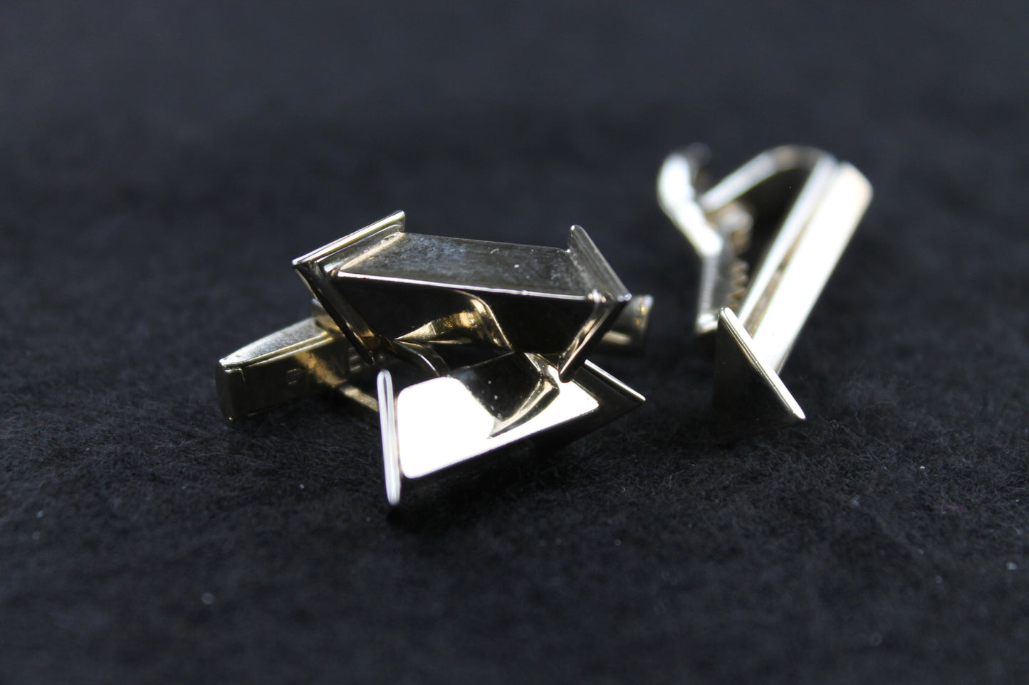 Vintage Triangular Bar Cufflinks & Tie Clip Set