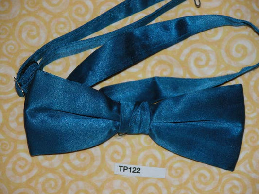 Vintage Blue Satin Pre-tied Bow Tie Adjustable