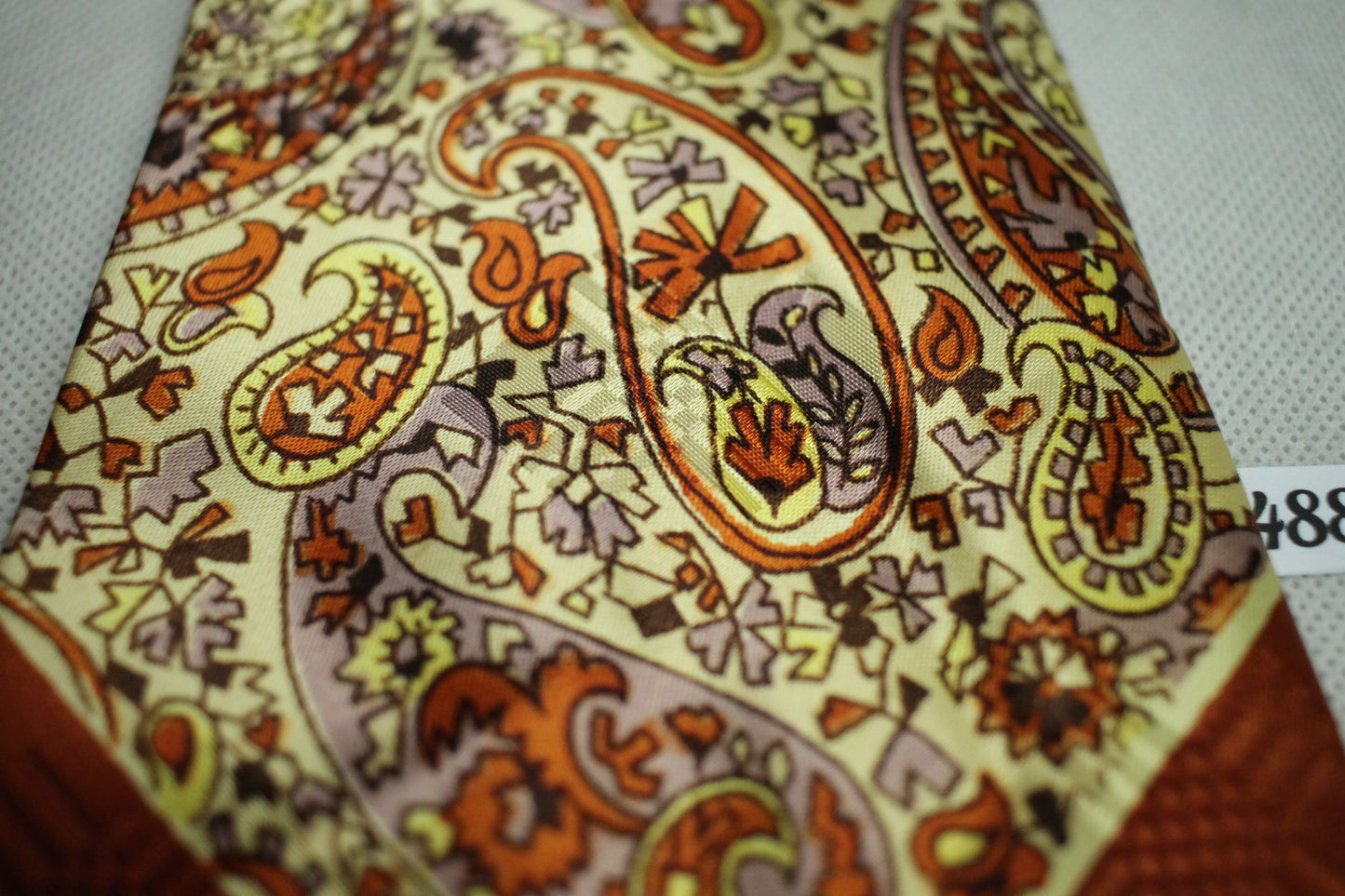 Vintage 1940s/50s Ultra Wide Orange Tones Jacquard Paisley Belly Warmer Swing Tie