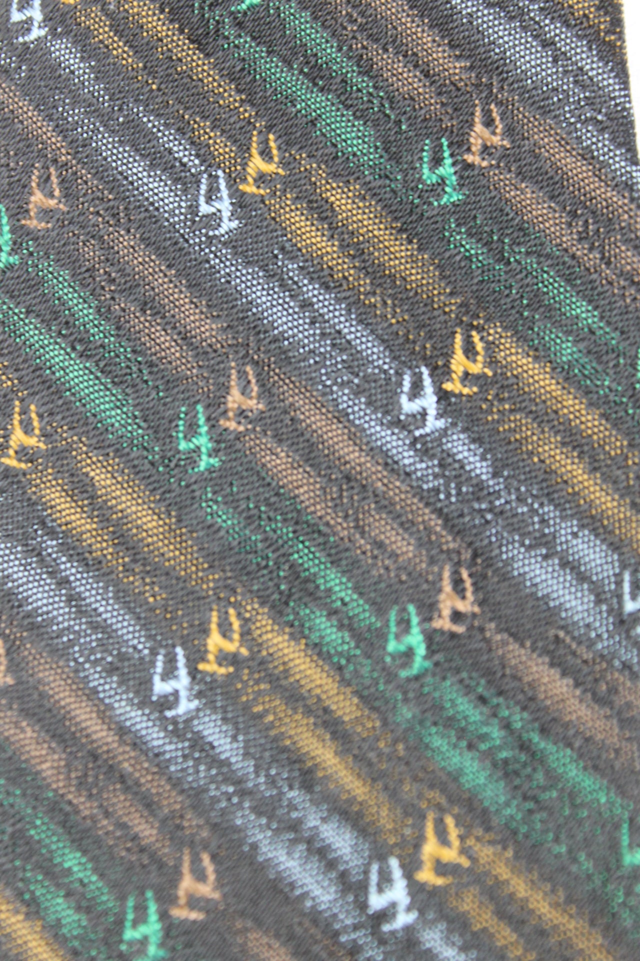 Vintage Black Orange Green Stripe Pattern Skinny Tie 1960s