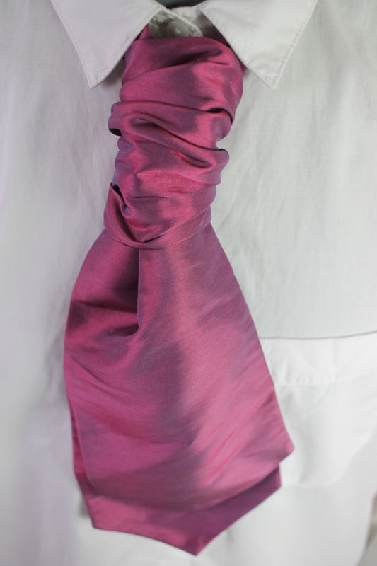 Vintage Eternity Bride pre-tied pink purple satin wedding cravat adjustable