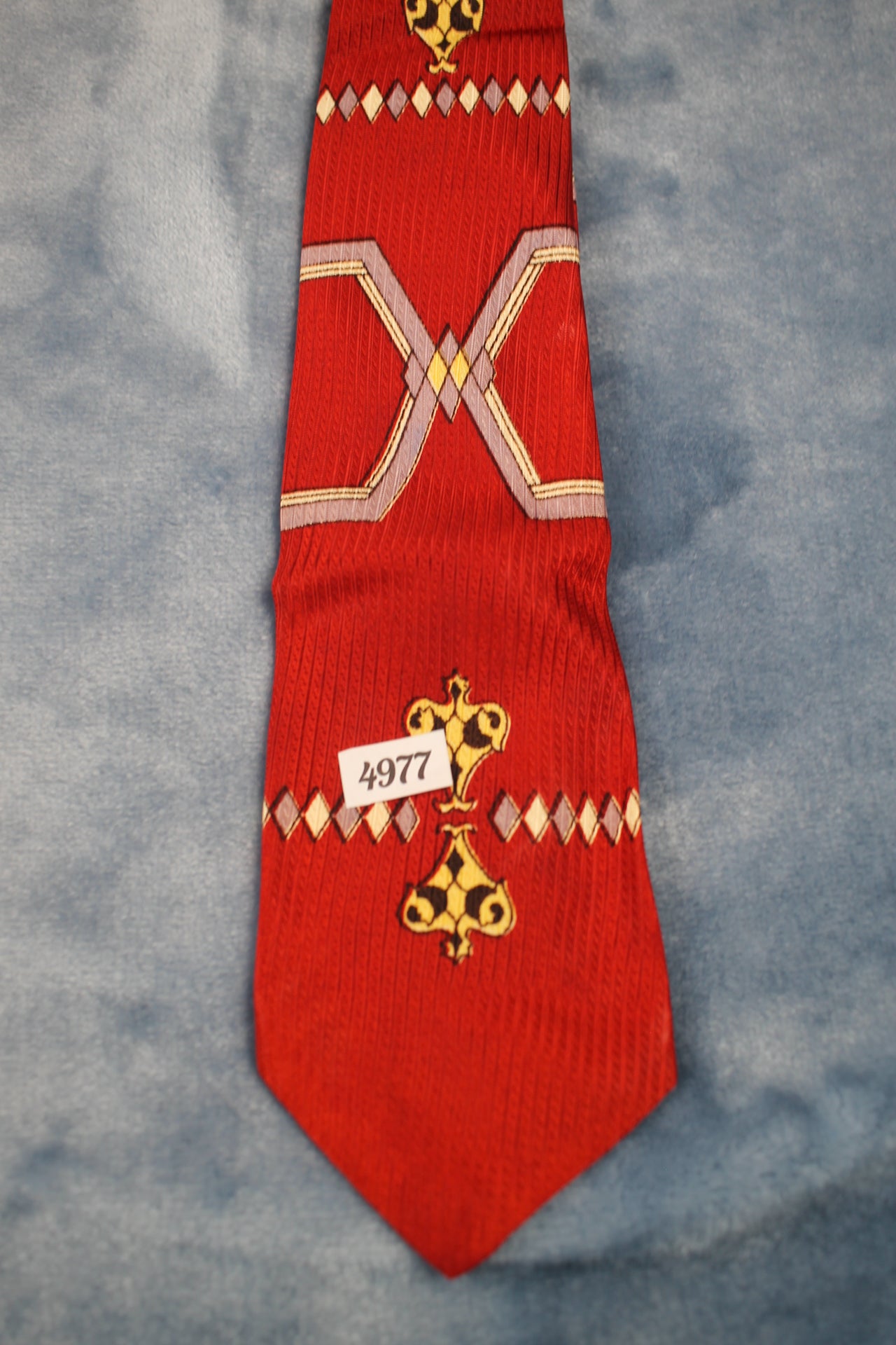 Vintage 1940s/50s red lilac cream pattern tie