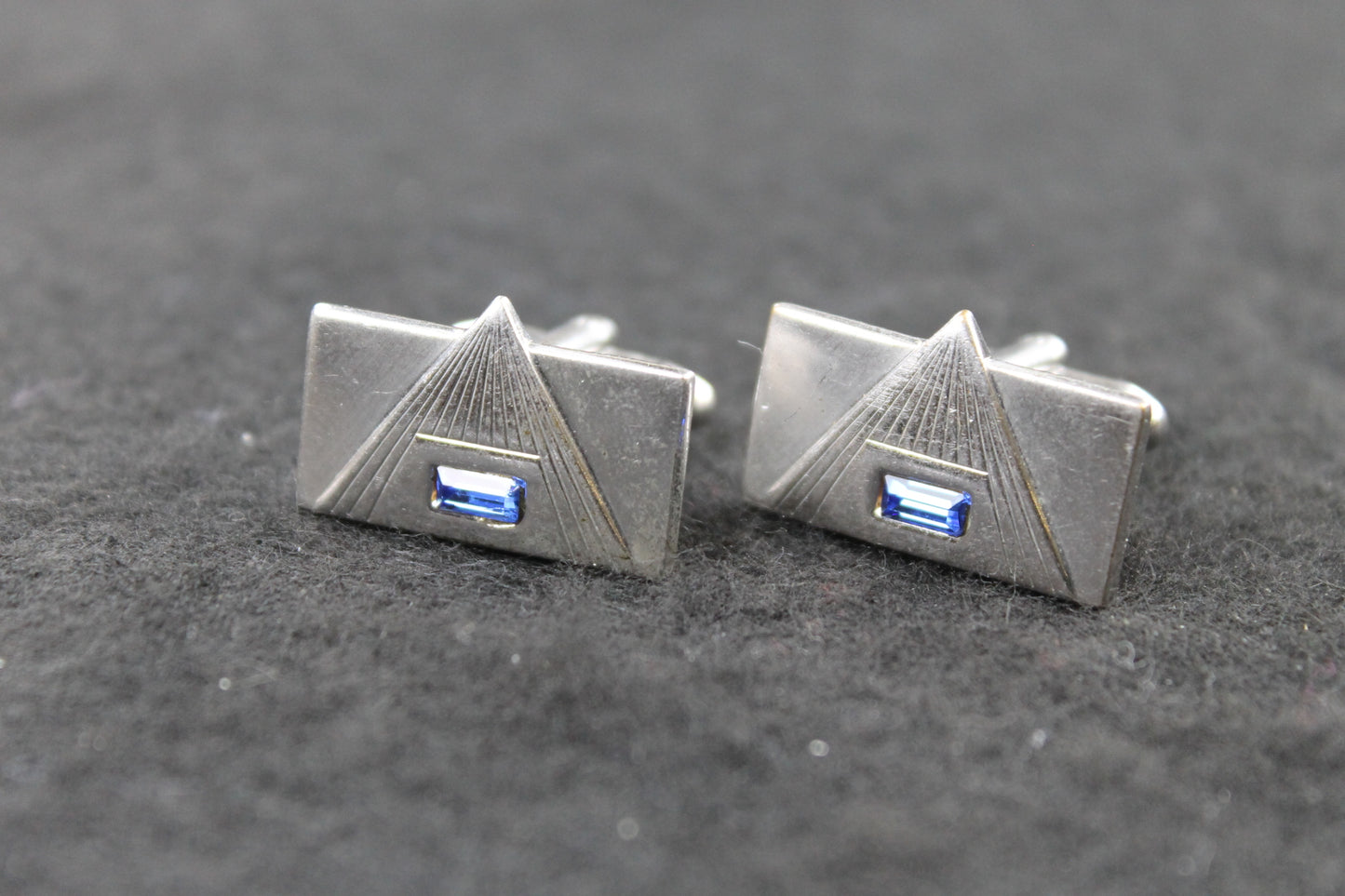 Vintage Speidel Oblong Blue Inset Diamante Cufflinks