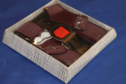 Vintage Boston velvet grip mens braces burgundy