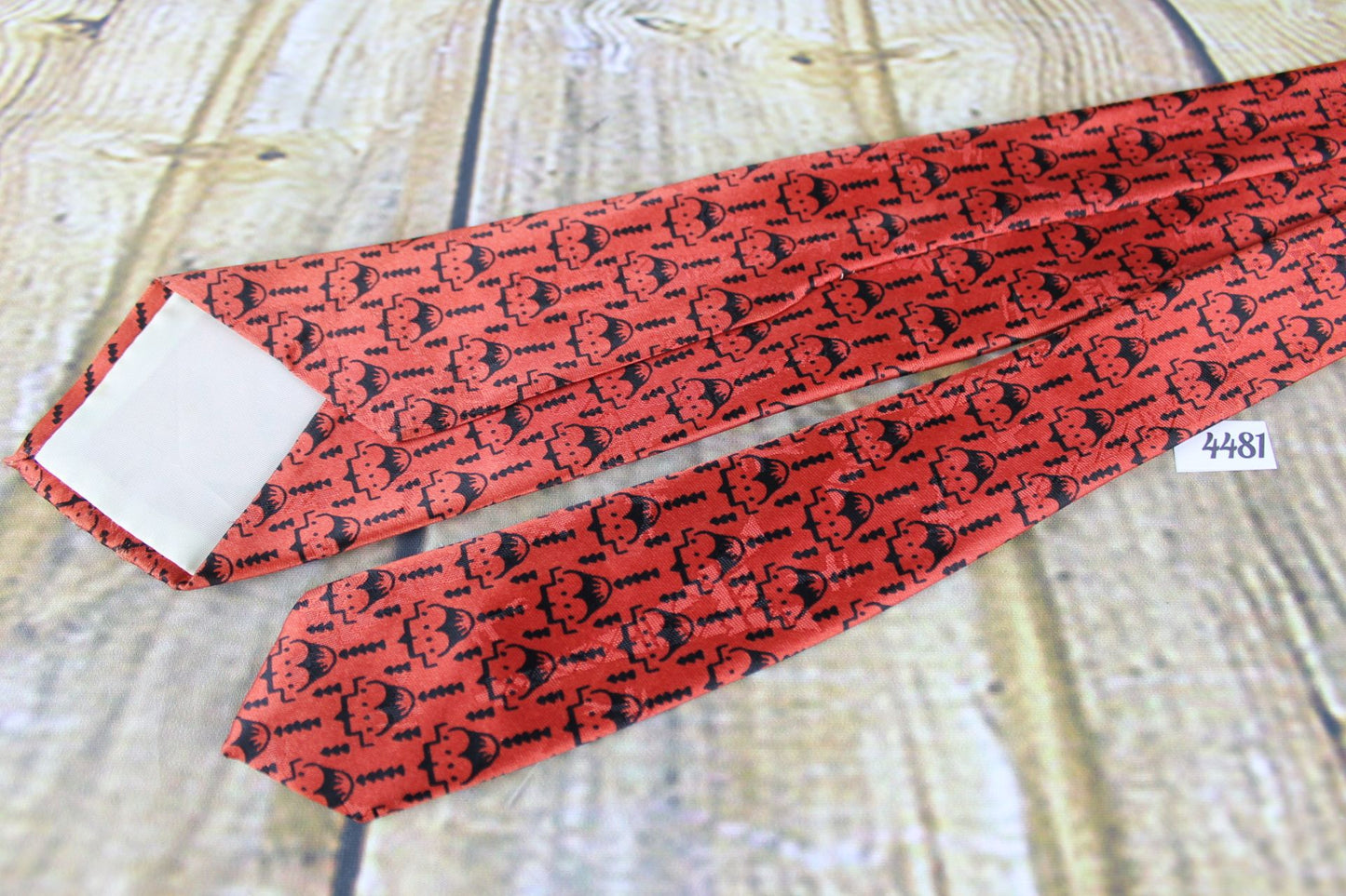 Vintage antique rose black pattern tie narrow skinny jim mod 1950s/1960s