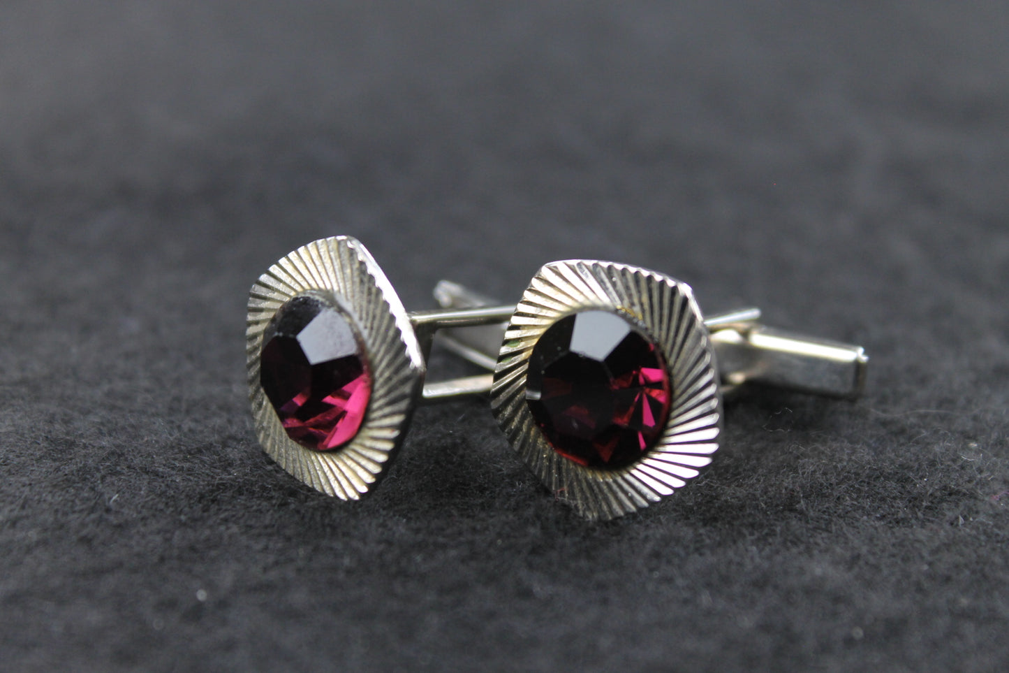 Vintage Purple Lucite Faceted Gem Cufflinks