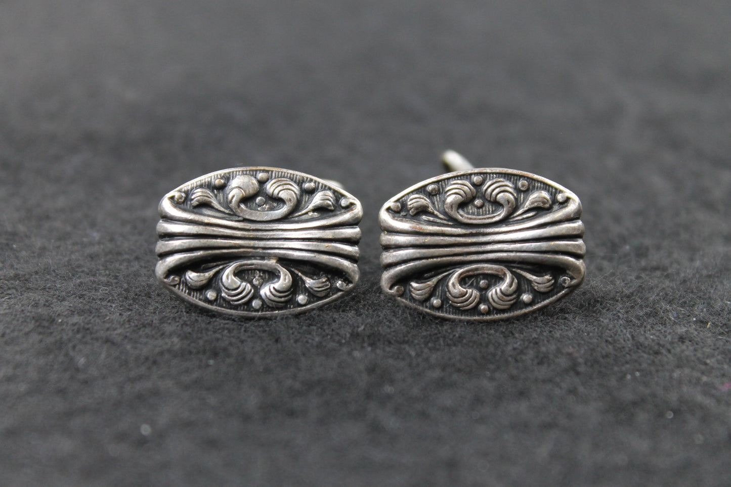 Vintage Pewter Coloured Embossed Cufflinks