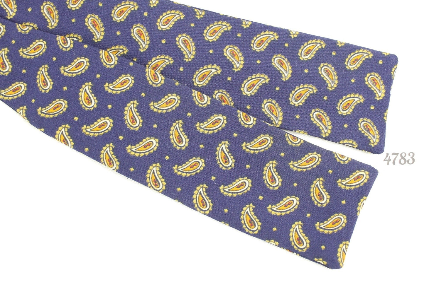 Vintage Self Tie Bow Tie Blue Paisley Fixed Length