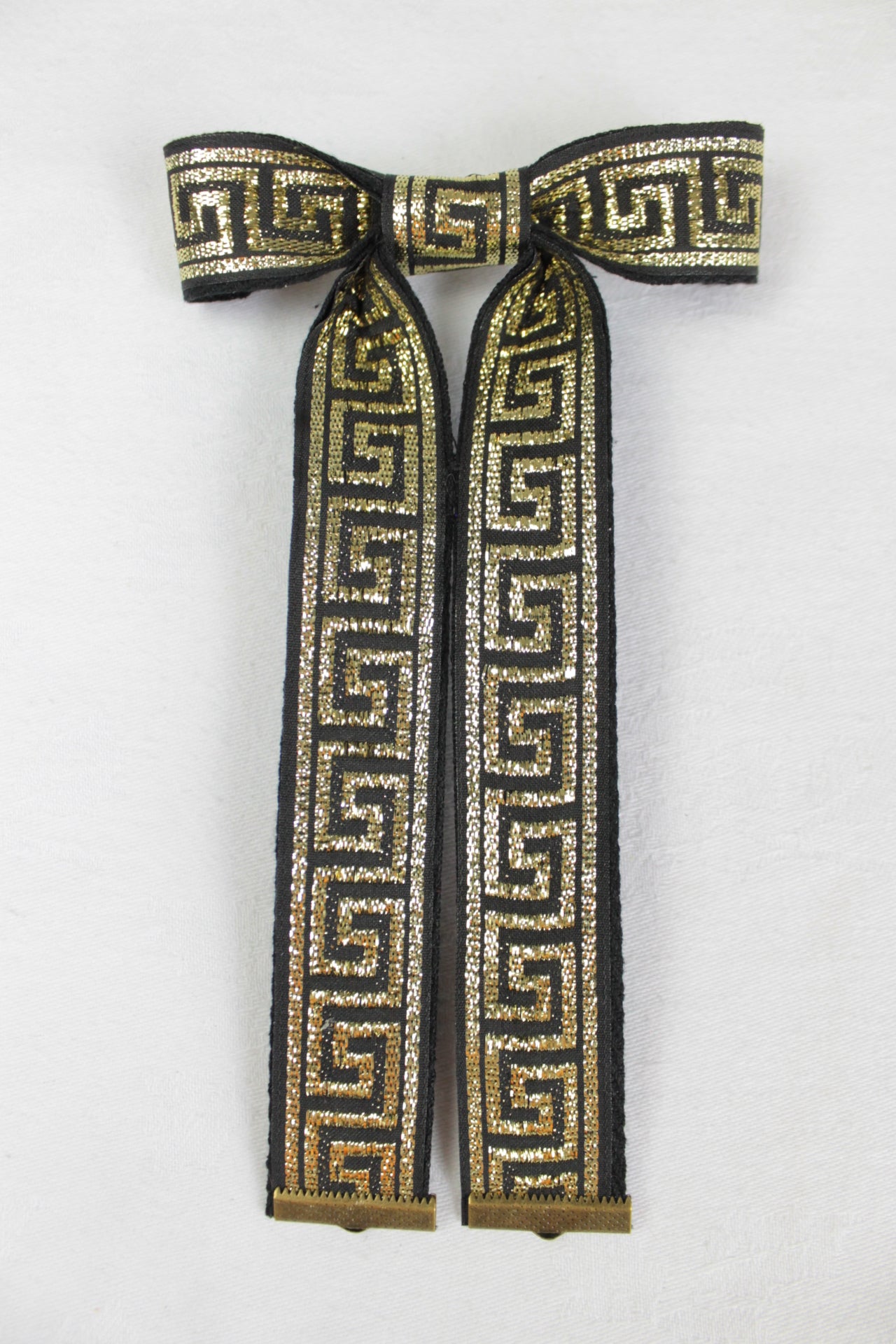 Vintage Style New Black Gold Square Scroll Clip On Western Cowboy Kentucky Bow Tie