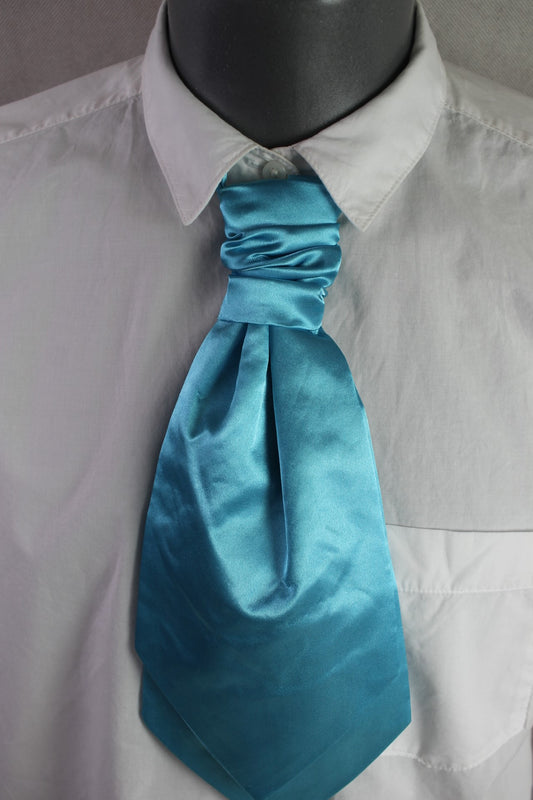 Vintage pre-tied turquoise blue wedding cravat adjustable