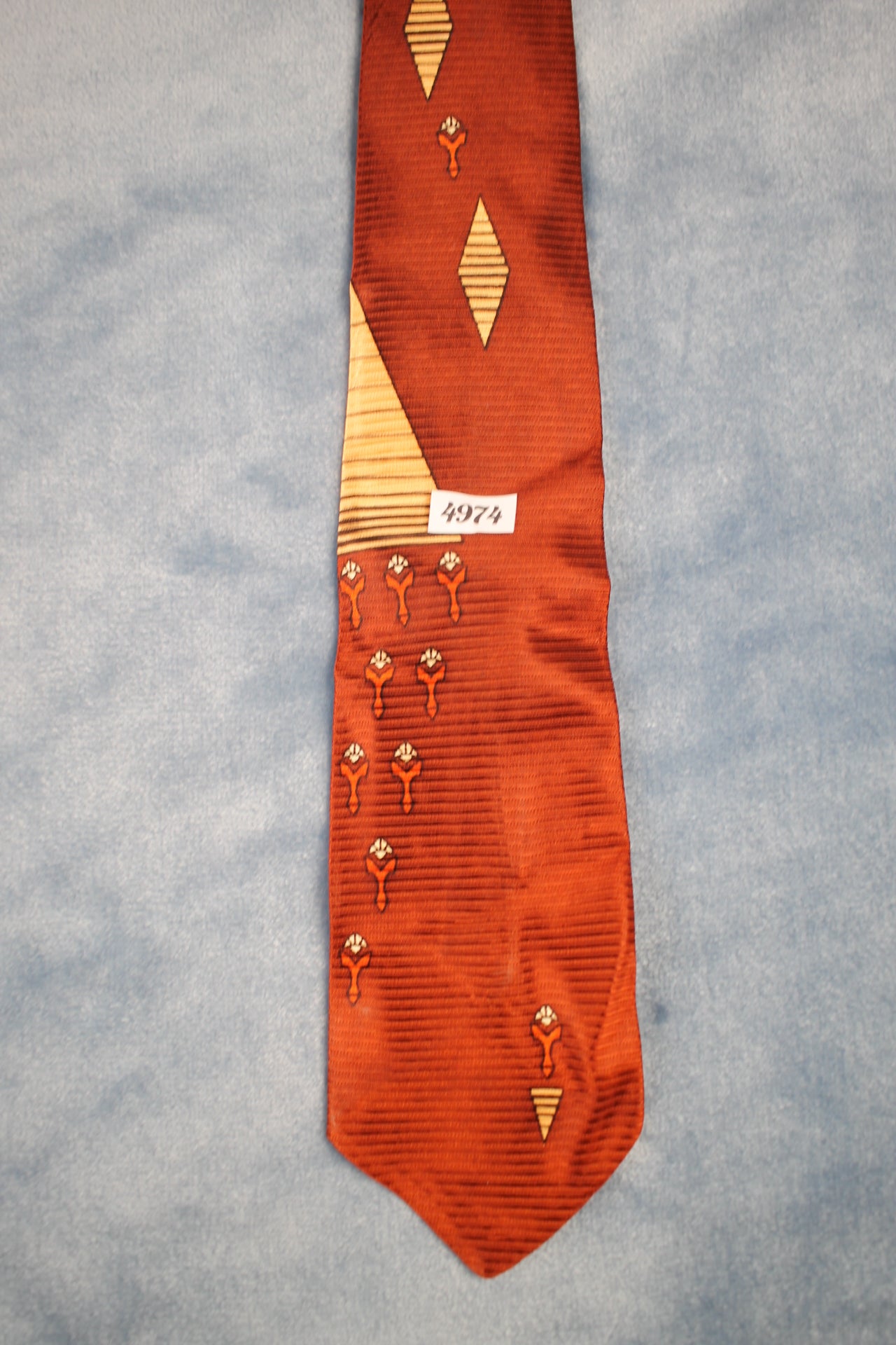 Vintage Famous Barr Co 1940s/50s bronze gold pattern tie