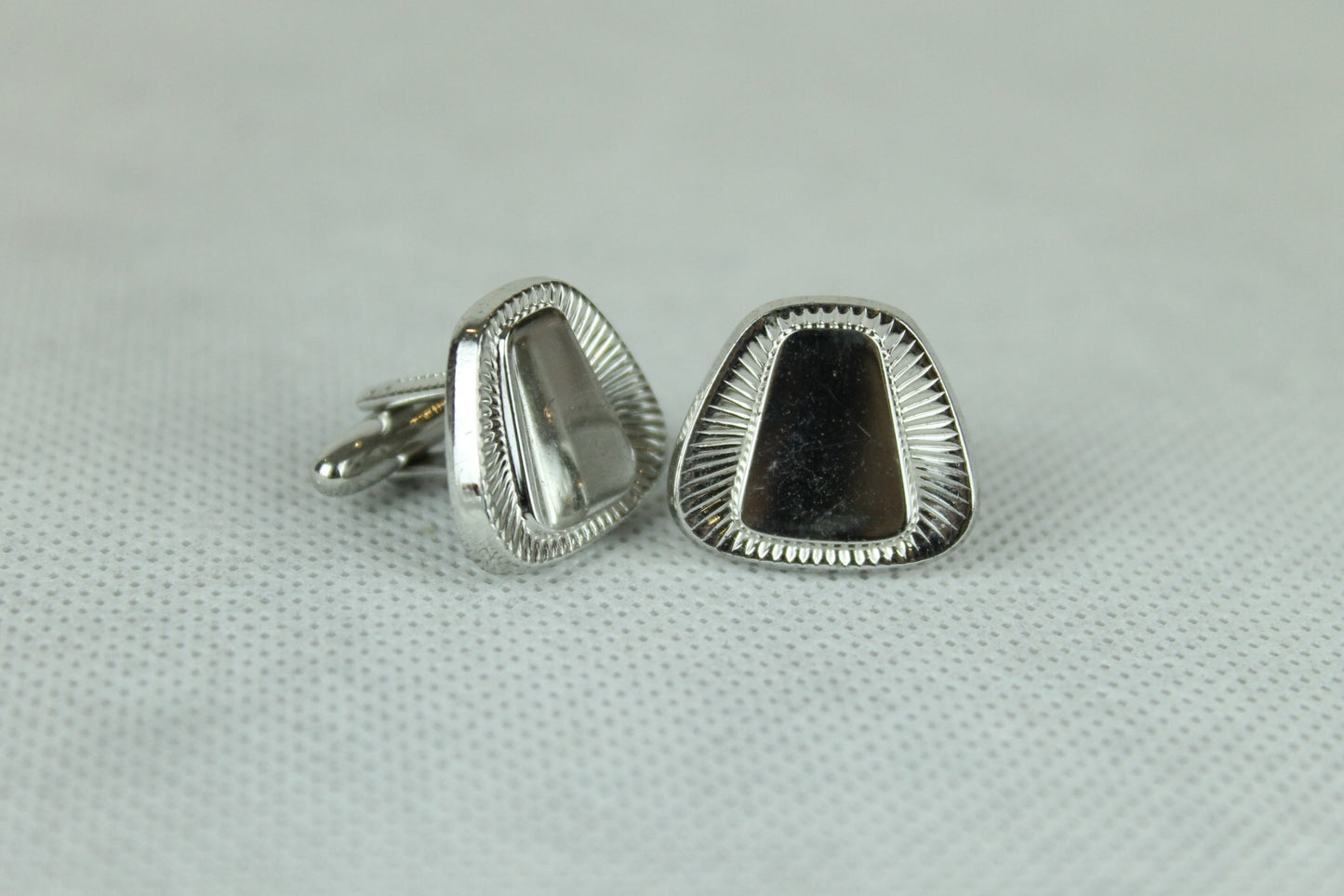Vintage Silver Metal Trapezoid Cufflinks