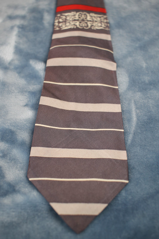 Vintage Wilkinsons Minn 1940s/50s silver red white striped tie