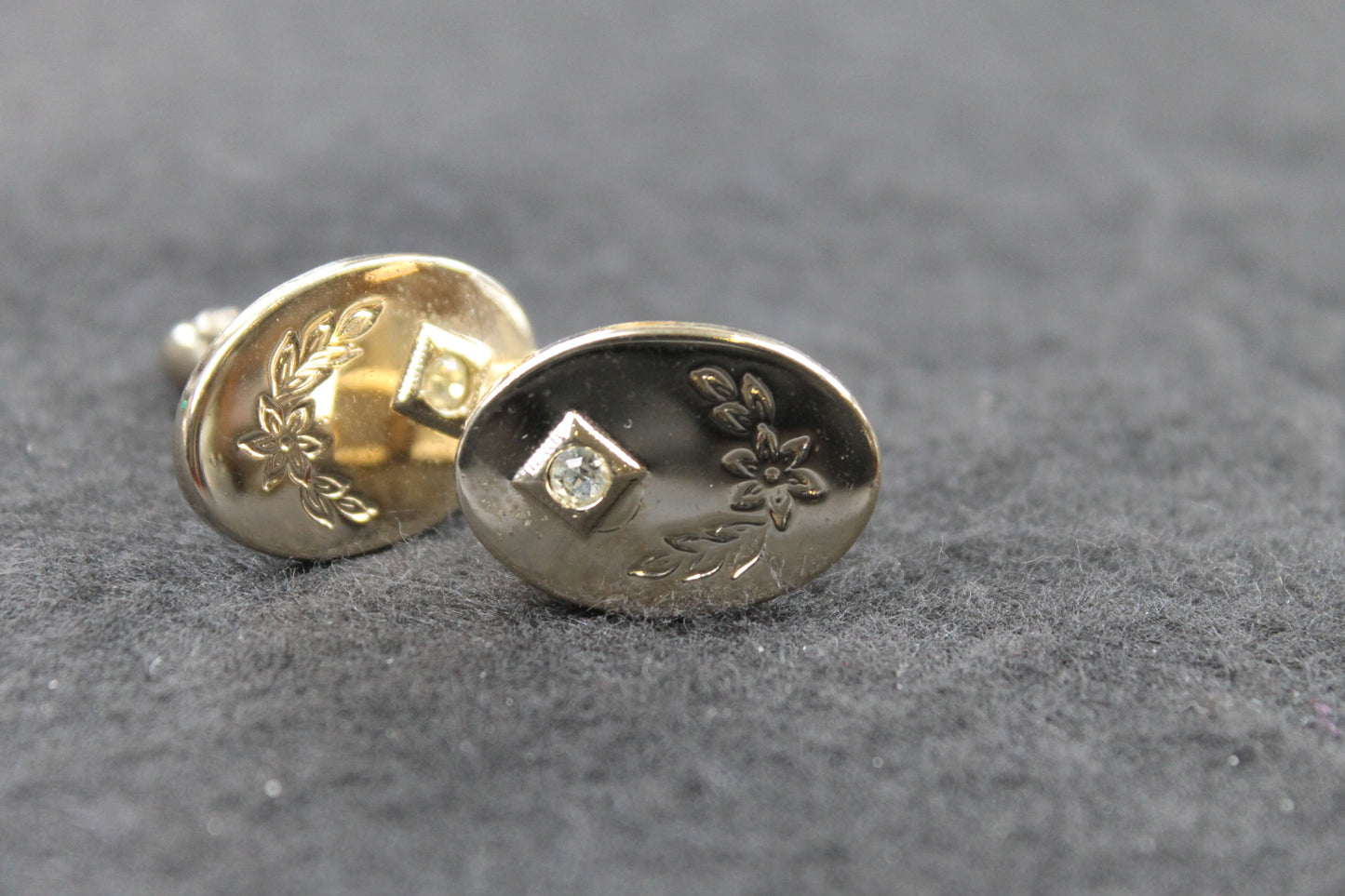 Vintage Oval Diamante Inset Cufflinks