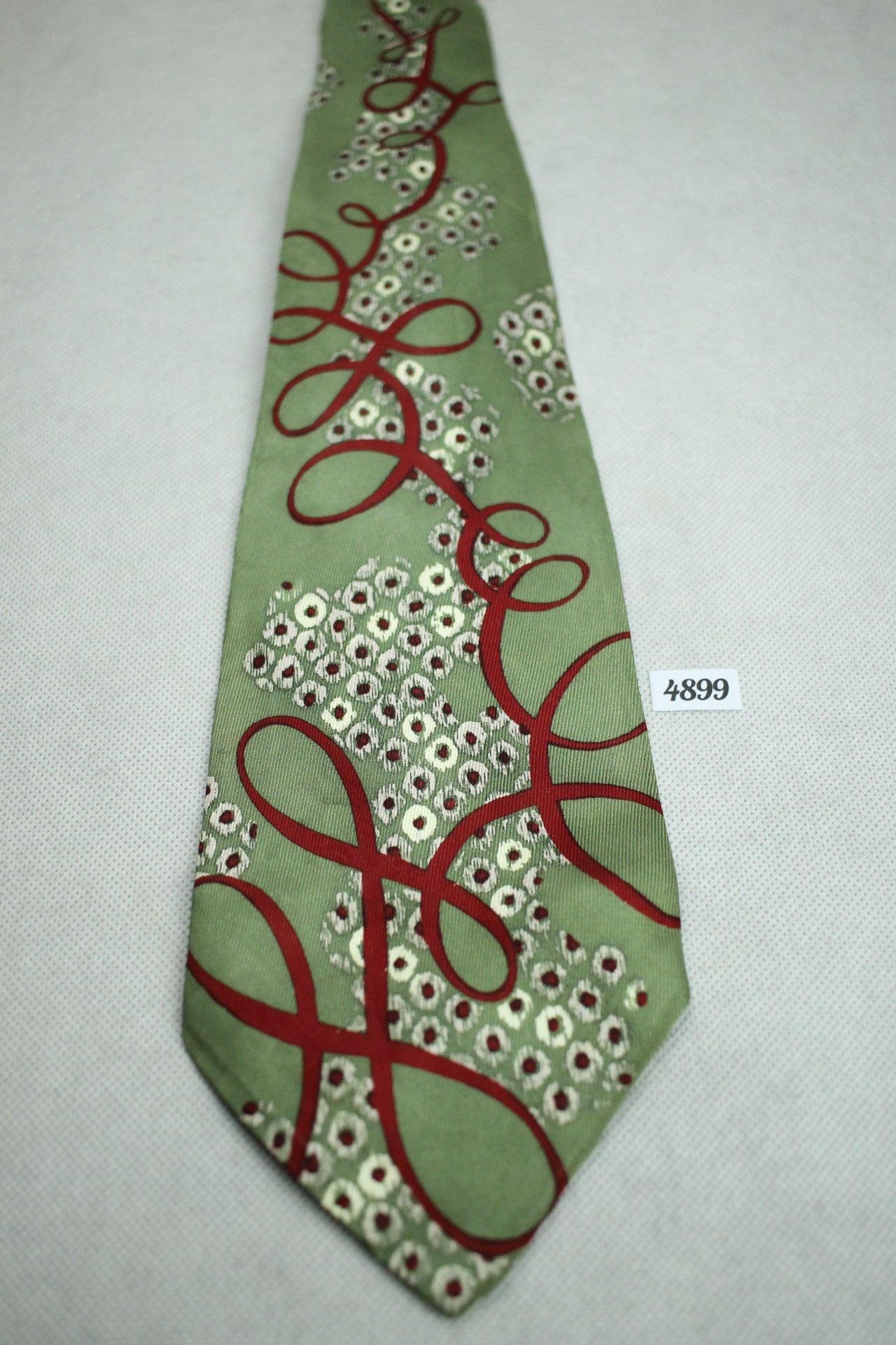 Vintage 1940s/50s Coronet Foulard Mardi Gras Green Burgundy Belly Warmer Swing Tie